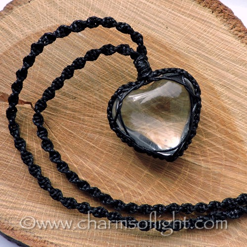 Clear Quartz Heart Macrame Necklace